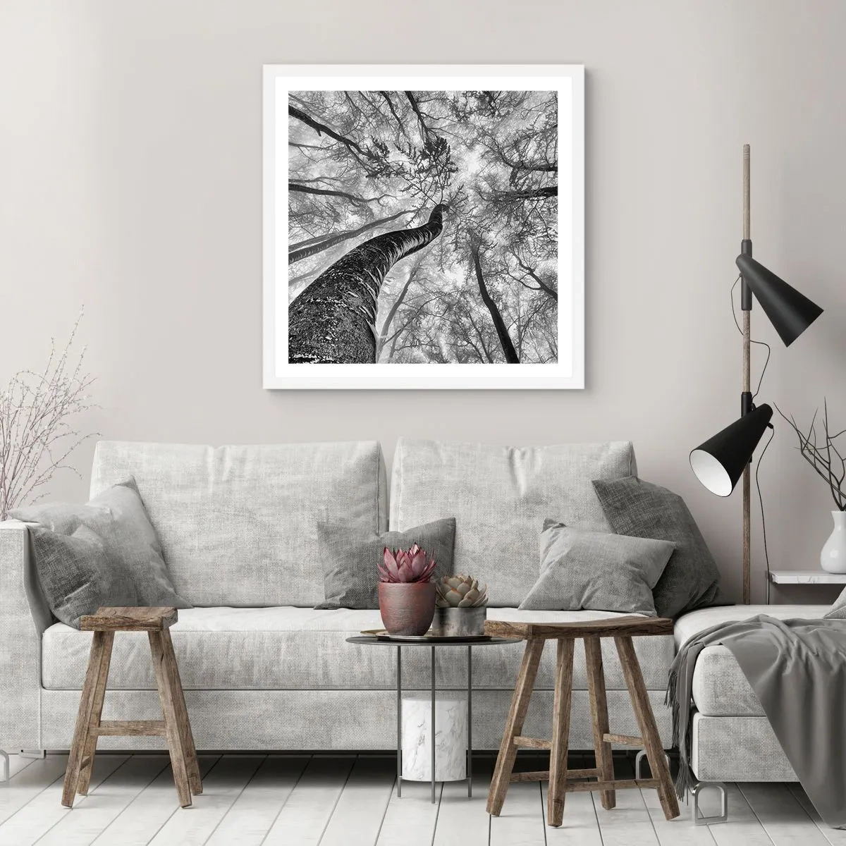 Pôster em moldura branca - Corrida até a luz - 60x60 cm