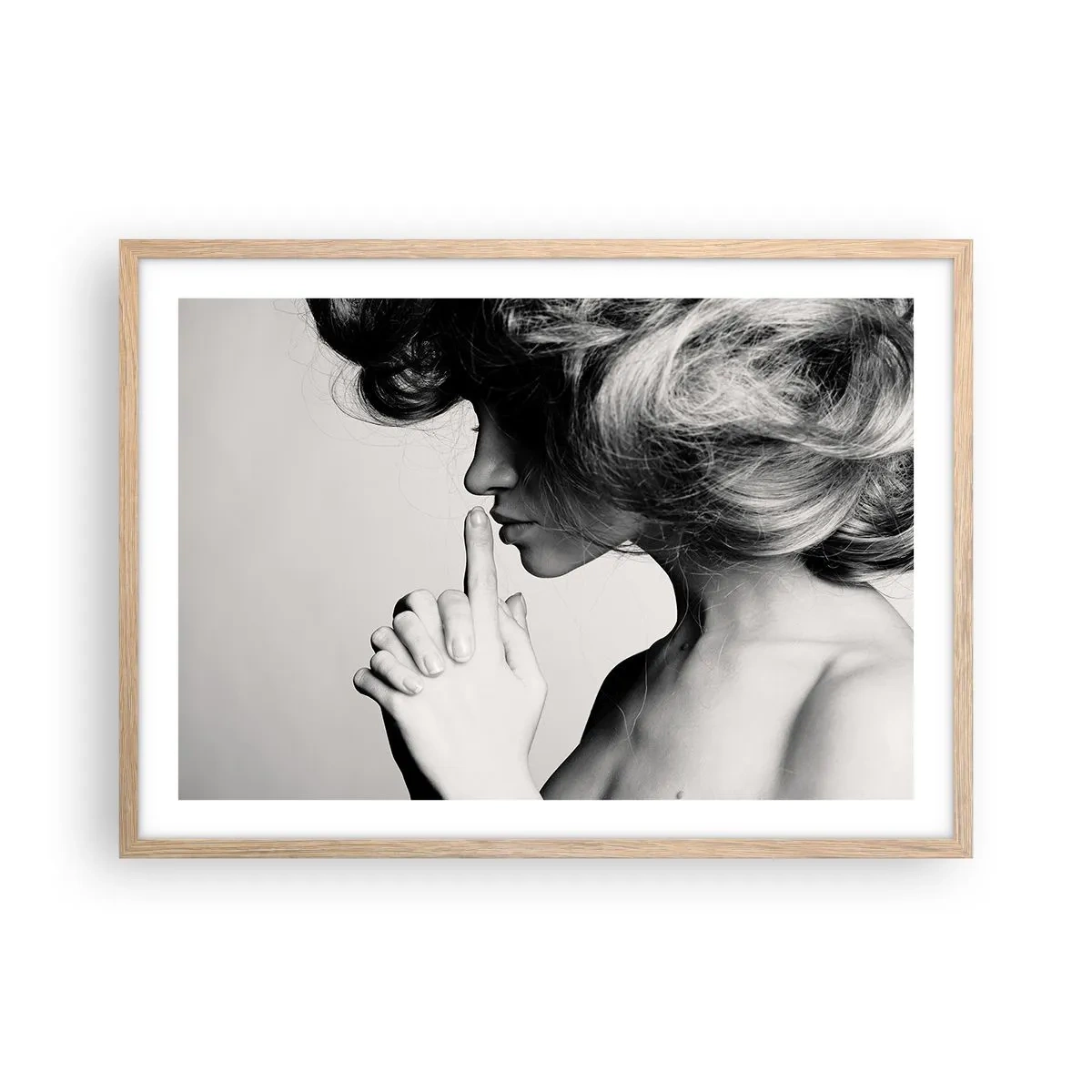 Pôster com moldura de carvalho claro - Ouvindo-se a si própria - 70x50 cm