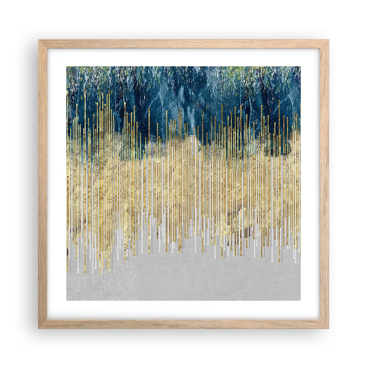 Pôster com moldura de carvalho claro - Borda dourada - 50x50 cm