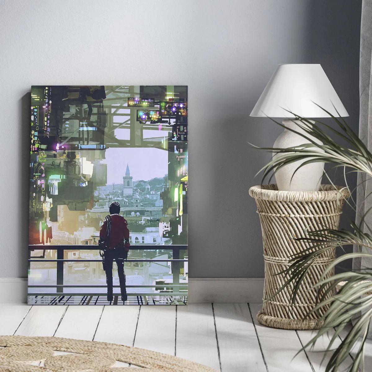 Quadro em tela - Dois mundos - 55x100 cm