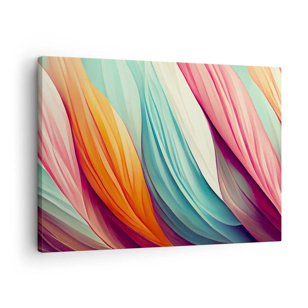 Quadro em tela - Linhas abstratas em cores pastel e vibrantes - 70x50cm - Tecido arco-íris - Decoração de parede moderna para a sala de estar e quarto ARTTOR