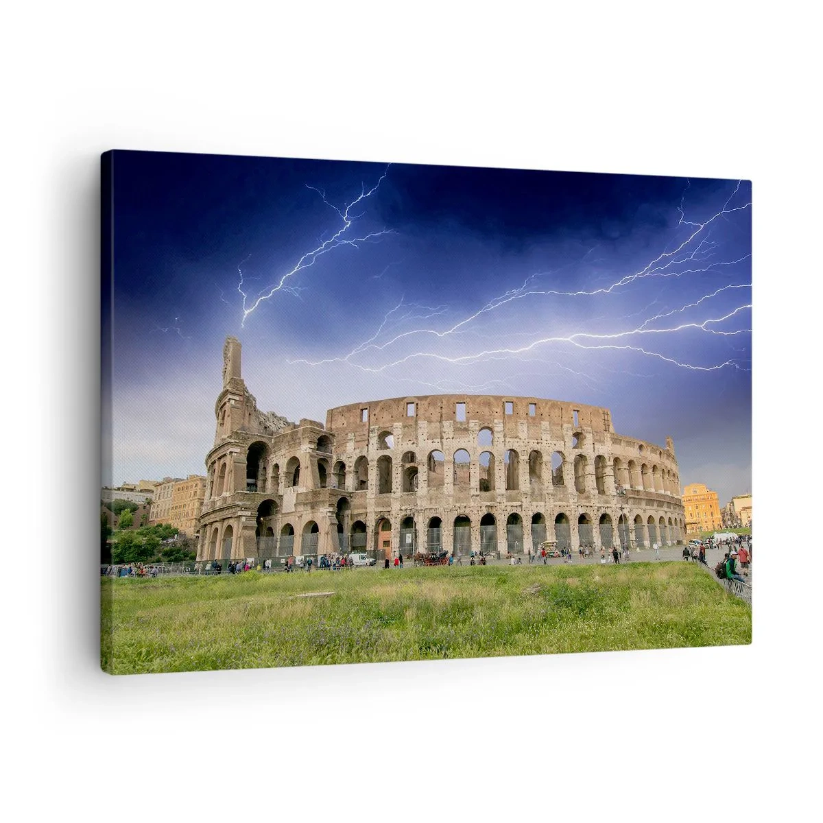 Quadro em tela - O Coliseu de Roma iluminado por relâmpagos - 70x50cm - Arena de combate - Decoração de parede moderna para a sala de estar e quarto ARTTOR