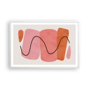 Pôster em moldura branca - Movimento suave de formas - 91x61 cm