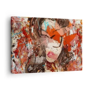 Quadro em tela - Retrato abstrato de uma mulher em cores intensas - 70x50cm - Ninguém realmente me conhece  - Decoração de parede moderna para a sala de estar e quarto ARTTOR