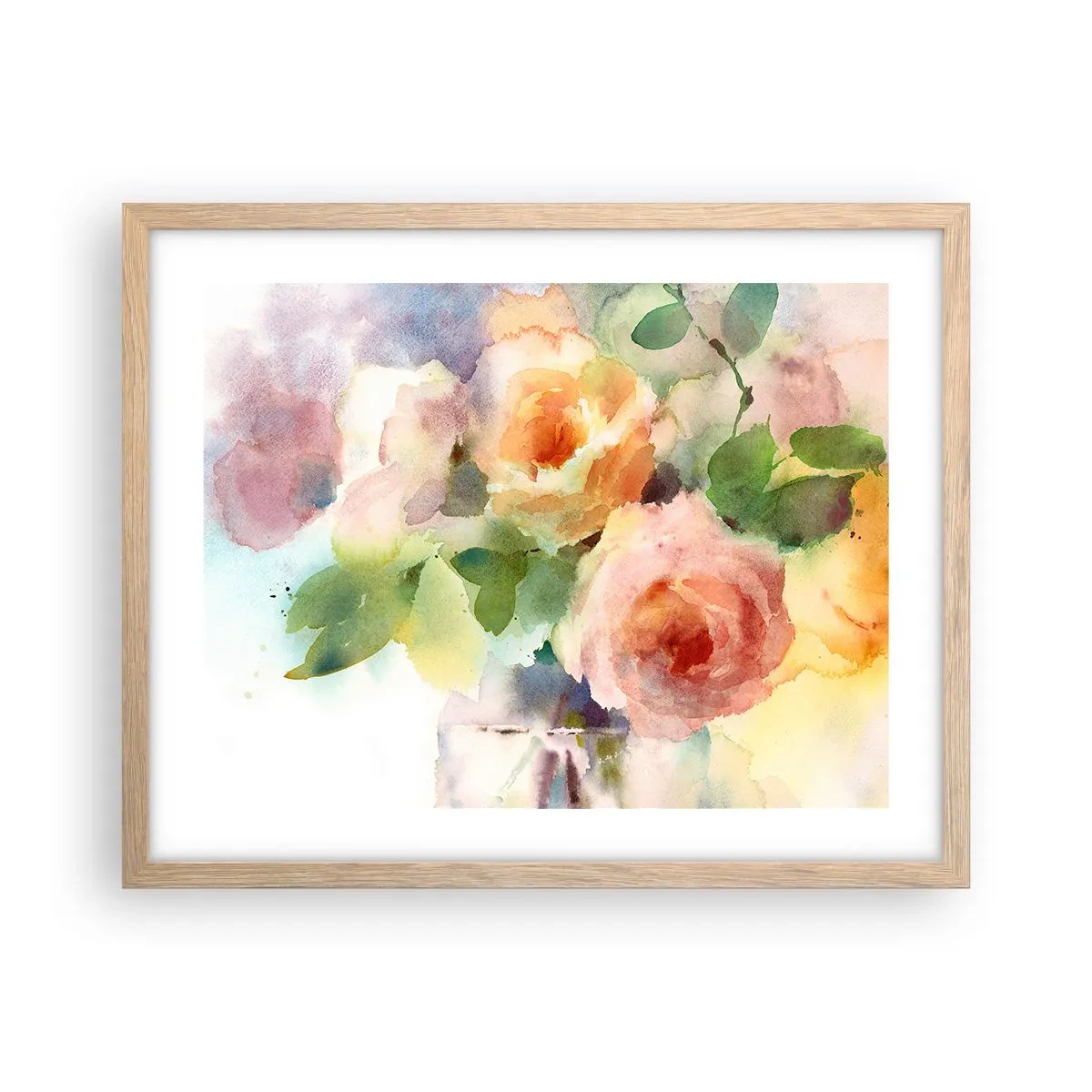 Pôster com moldura de carvalho claro - Delicado como uma aquarela - 50x40 cm