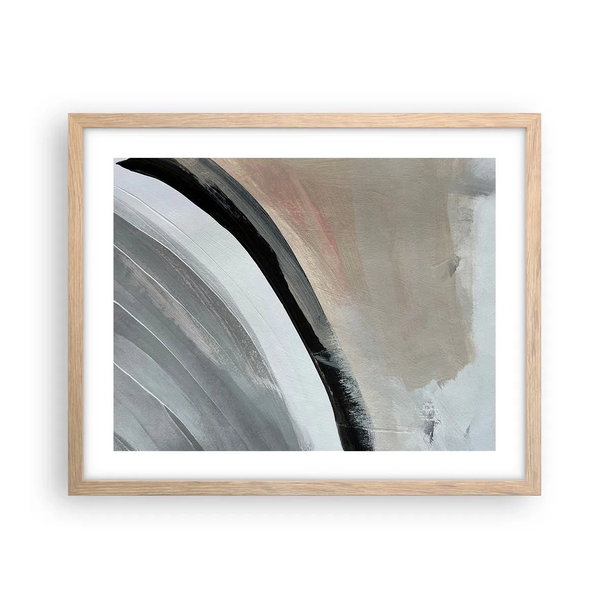 Pôster com moldura de carvalho claro - Composição: arco preto e cinza - 50x40 cm