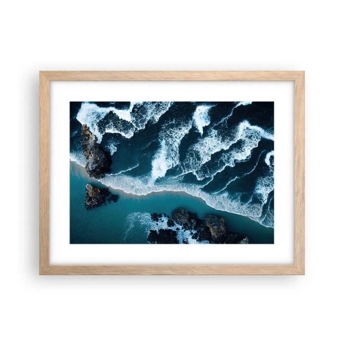 Pôster com moldura de carvalho claro - Envolto em ondas - 40x30 cm