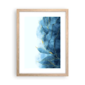 Pôster com moldura de carvalho claro - Azul dourado - 30x40 cm