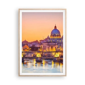 Pôster com moldura de carvalho claro - Crepúsculo sobre a Cidade Eterna - 70x100 cm