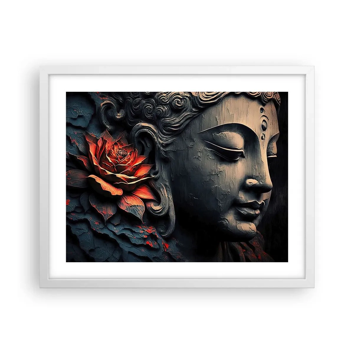 Pôster em moldura branca - Em harmonia com o mundo - 50x40 cm