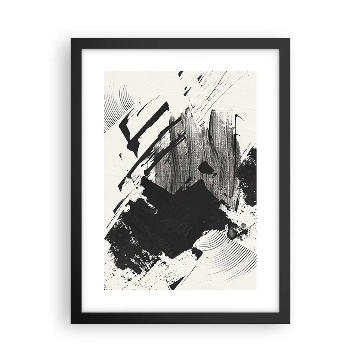 Pôster com moldura preta - Abstração – expressão do preto - 30x40 cm