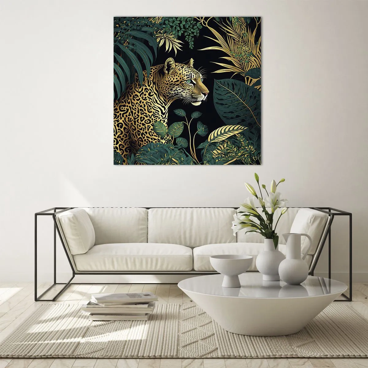 Quadro em vidro - Um anfitrião na selva - 40x40 cm