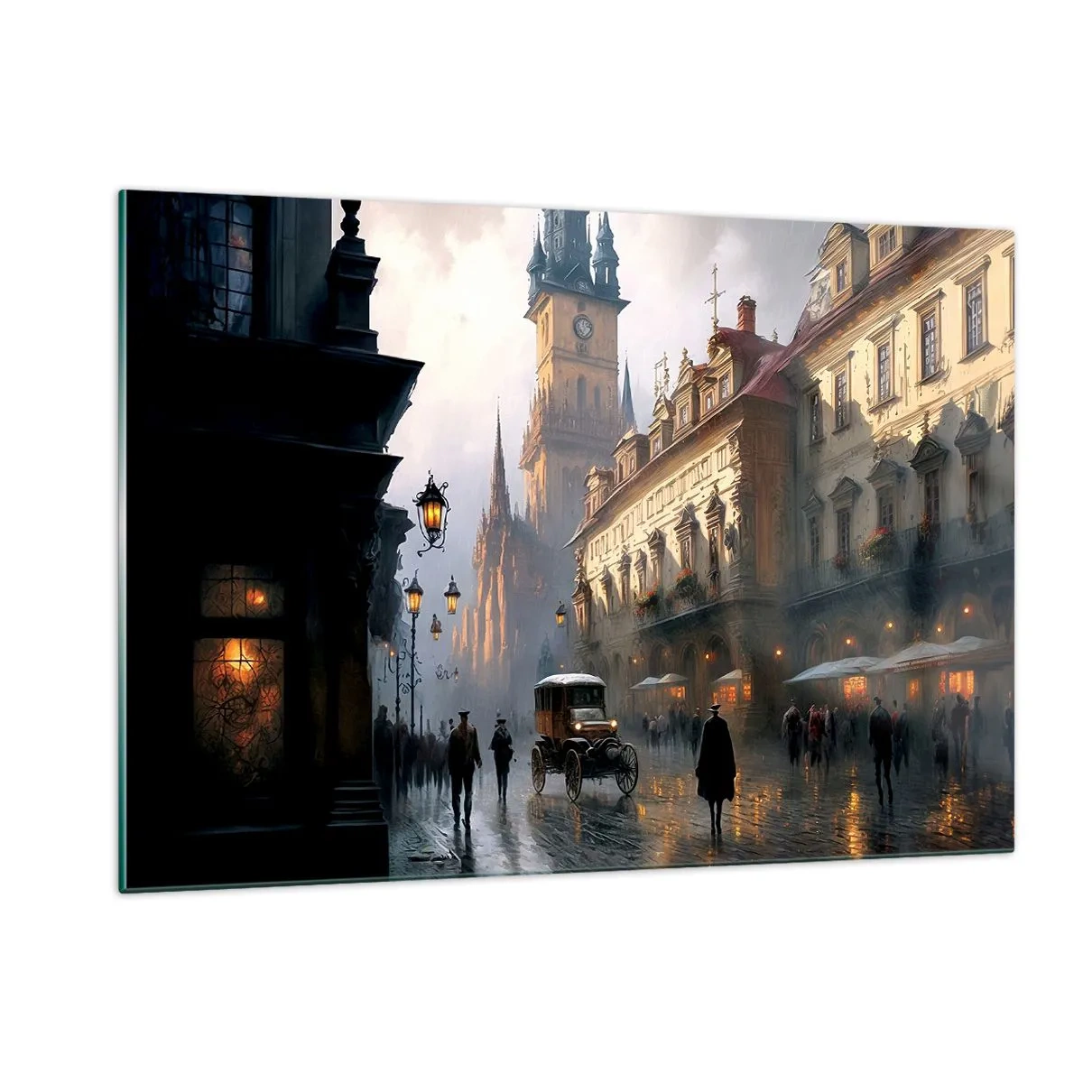 Quadro em vidro - O encanto de uma noite em Praga - 120x80 cm