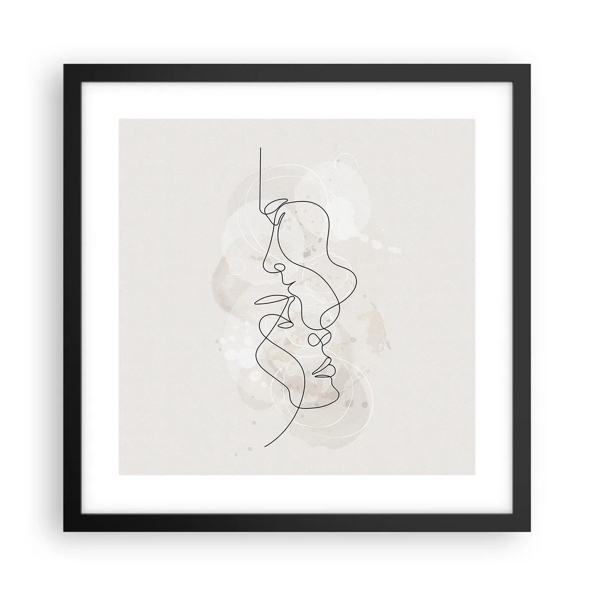 Pôster com moldura preta - Emaranhados num abraço - 40x40 cm