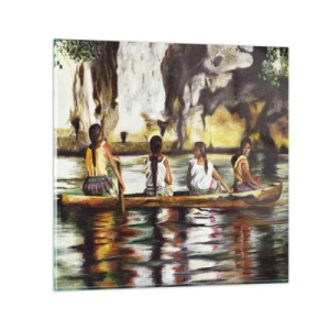 Quadro em vidro - Num paraíso polinésio - 30x30 cm