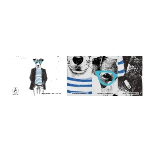 Amostra de papel de parede Premium Sand - O charme do cão - Abstração, Homem, Cachorro - 100x30 cm