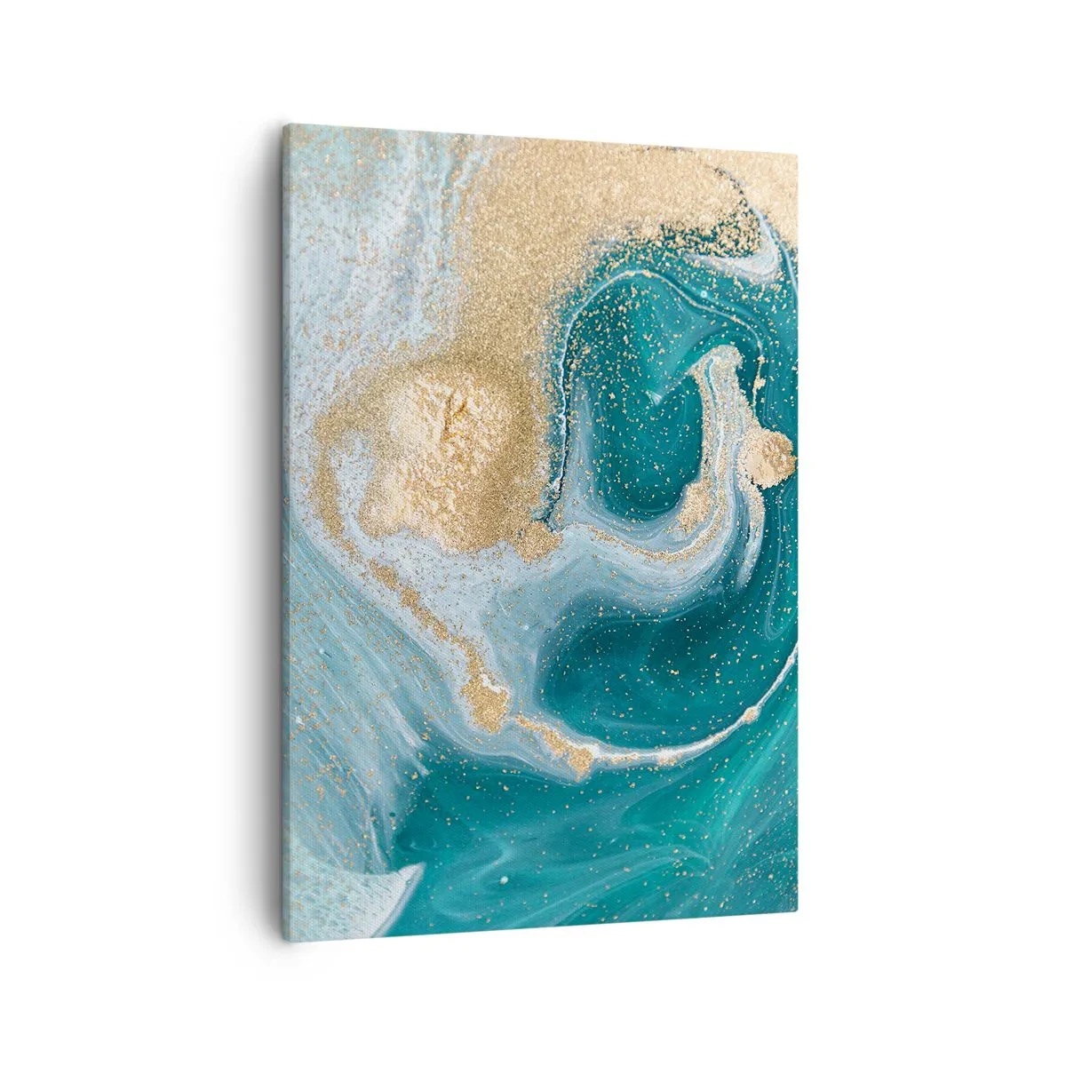 Quadro em tela - Um vórtice de ouro e turquesa - 50x70 cm