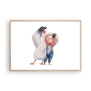 Pôster com moldura de carvalho claro - O itinerário da grande viagem - 100x70 cm