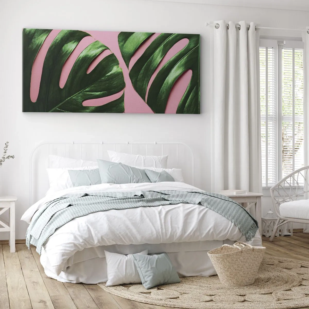 Quadro em tela - Encontro verde - 100x40 cm