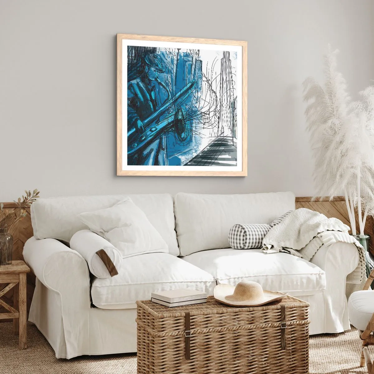 Pôster com moldura de carvalho claro - Rapsódia Urbana - 50x50 cm