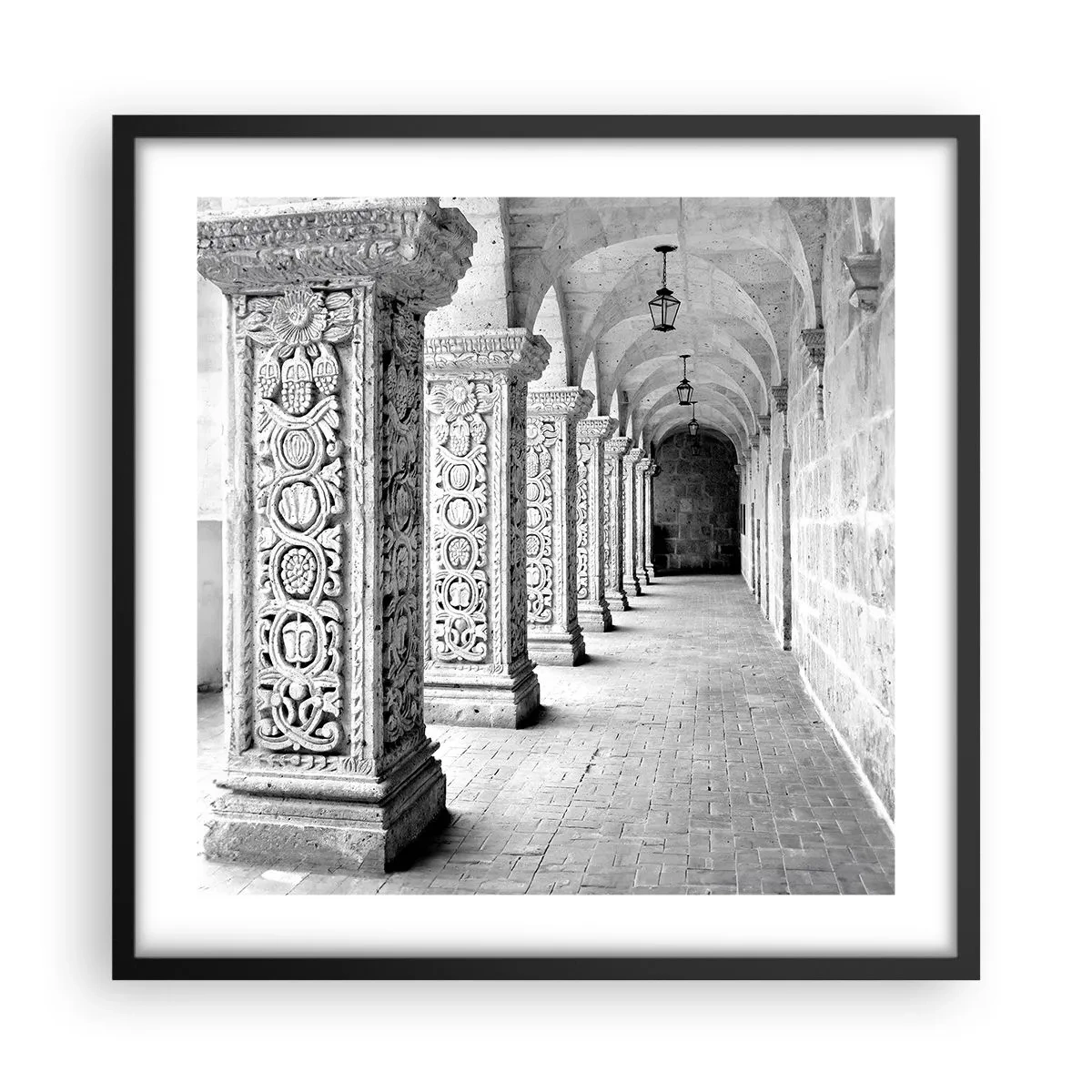 Pôster com moldura preta - E para onde...? - 50x50 cm