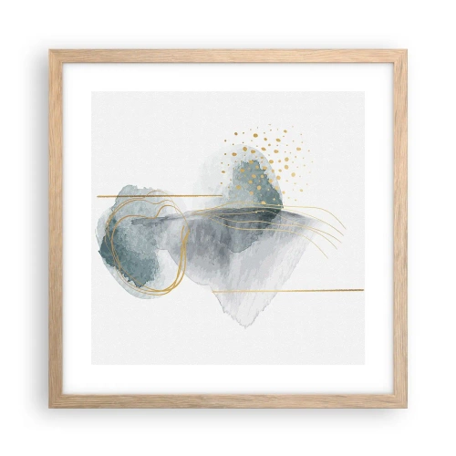 Pôster com moldura de carvalho claro - Sobre a relação entre o cinza e o dourado - 40x40 cm