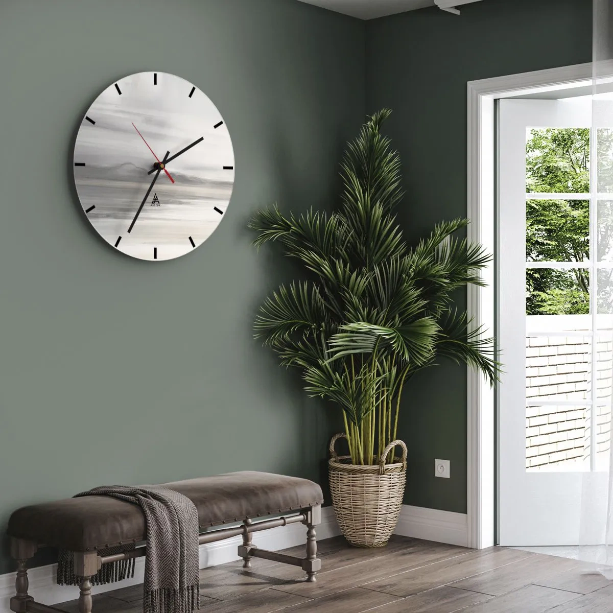 Relógio de parede - Relógio em vidro - Distância pensativa - 40x40 cm