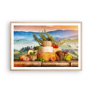 Pôster com moldura de carvalho claro - Alegria italiana - 91x61 cm