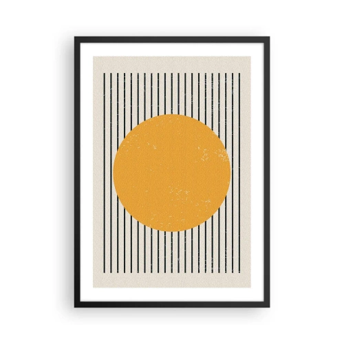 Pôster com moldura preta - Composição geométrica com círculo laranja e linhas - 50x70cm - O poder da simplicidade - Decoração de parede moderna para a sala de estar e quarto ARTTOR