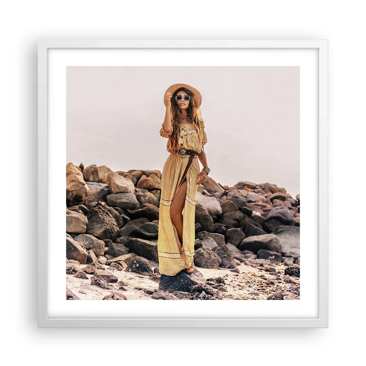 Pôster em moldura branca - A magia das pedras - 50x50 cm