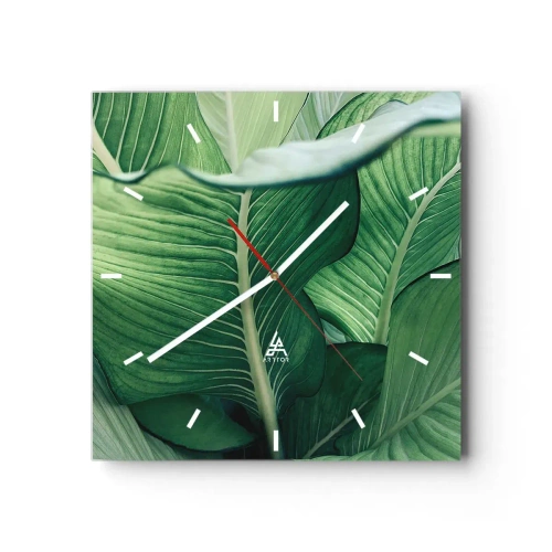 Relógio de parede - Relógio em vidro - Vida intensamente verde - 30x30 cm
