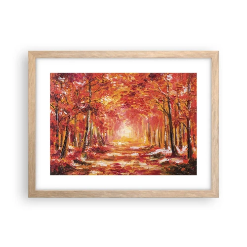 Pôster com moldura de carvalho claro - Floresta de cobre - 40x30 cm