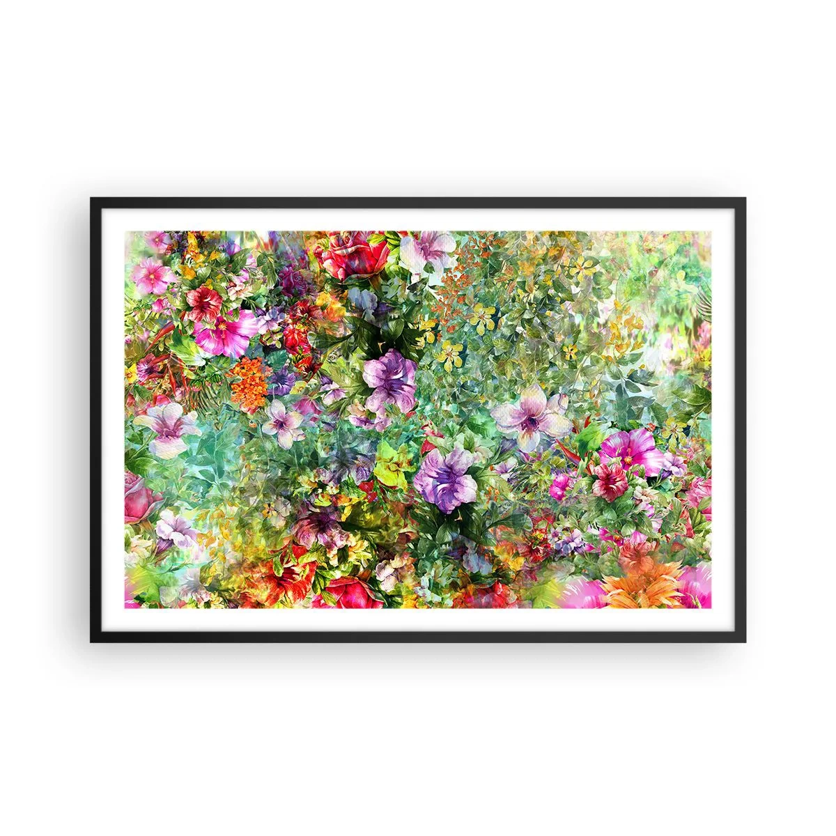 Pôster com moldura preta - Nas flores para a perdição - 91x61 cm