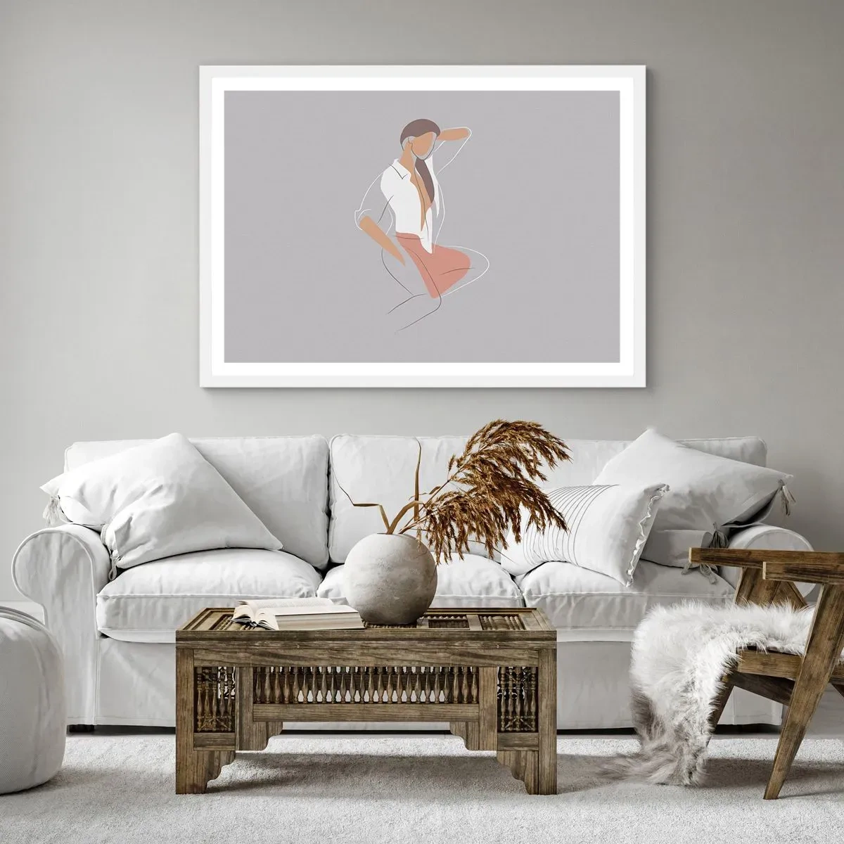 Pôster em moldura branca - O esboço do encanto - 100x70 cm