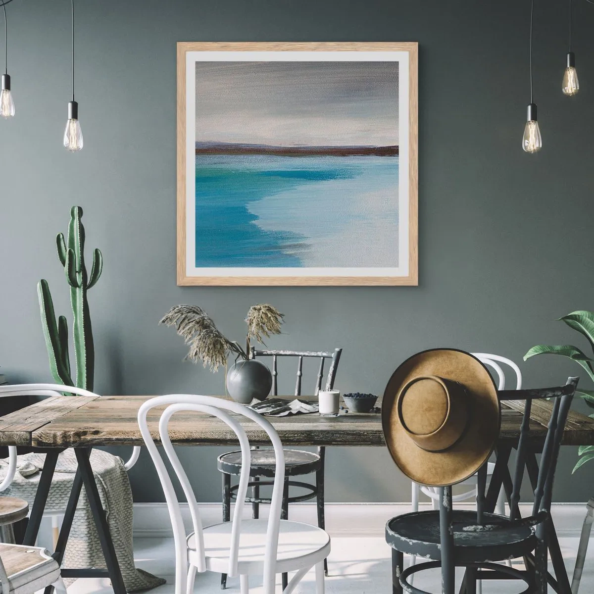 Pôster com moldura de carvalho claro - Paisagem horizontal - 60x60 cm