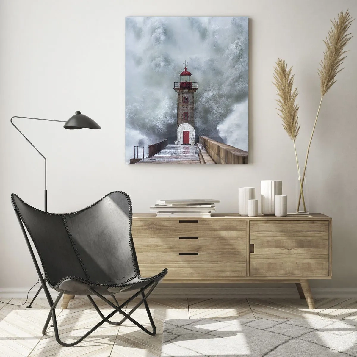 Quadro em vidro - O rugido das águas, o som do vento - 50x70 cm