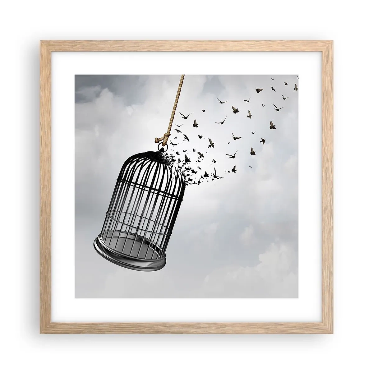 Pôster com moldura de carvalho claro - Fé... Esperança... Liberdade! - 40x40 cm