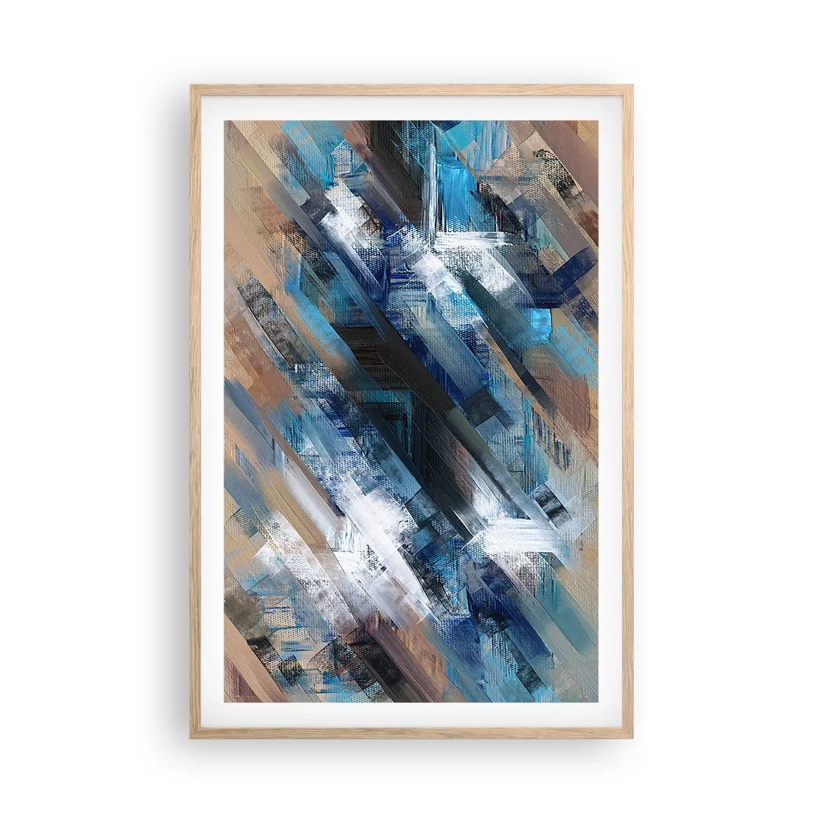 Pôster com moldura de carvalho claro - Numa diagonal azul - 61x91 cm