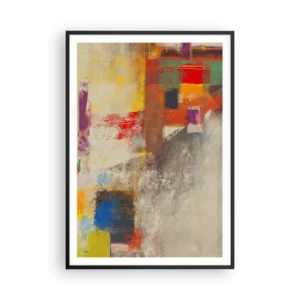 Pôster com moldura preta - Geometria das cores - 70x100 cm