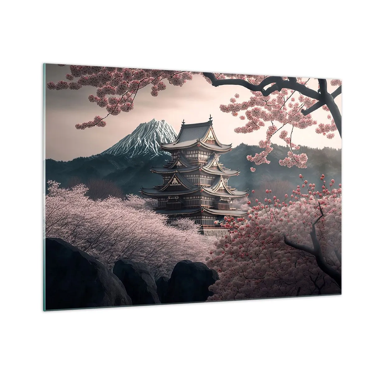 Quadro em vidro - A terra da flor de cerejeira - 100x70 cm