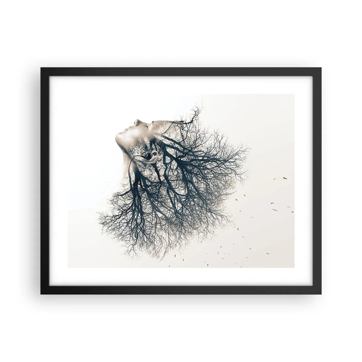 Pôster com moldura preta - Ouvir o sussurro da árvore - 50x40 cm