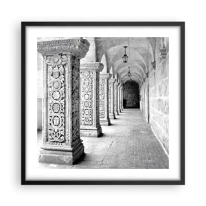 Pôster com moldura preta - E para onde...? - 50x50 cm