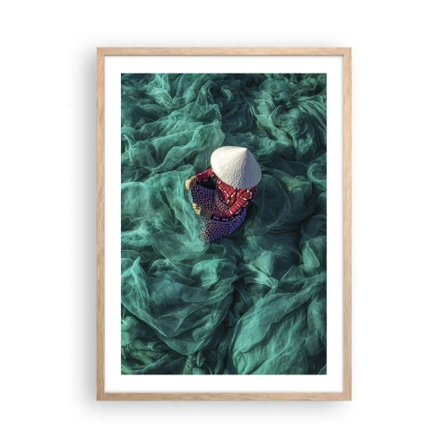 Pôster com moldura de carvalho claro - Num mar de redes - 50x70 cm