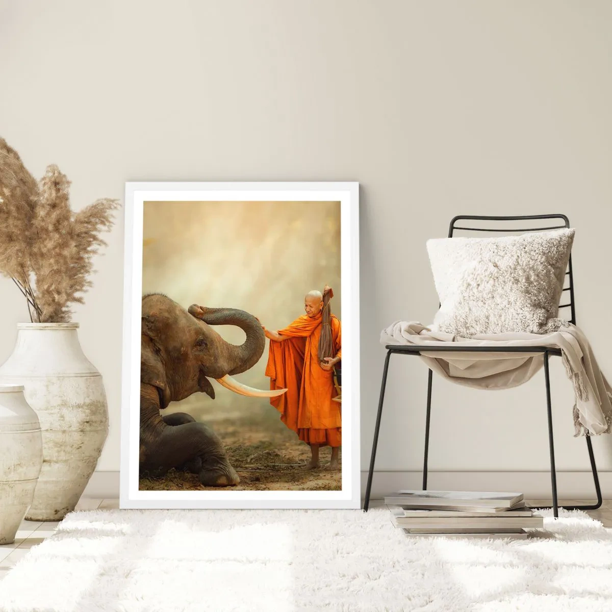 Pôster em moldura branca - Encontro na viagem - 50x70 cm