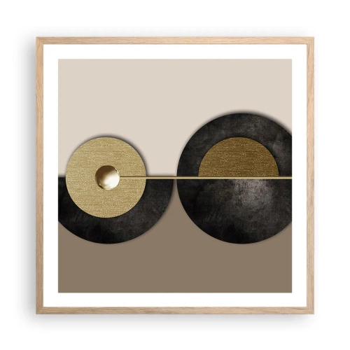 Pôster com moldura de carvalho claro - Variações ao redor do círculo - 60x60 cm