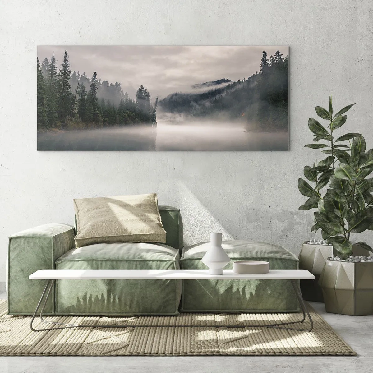 Quadro em vidro - Em devaneio, na névoa - 100x40 cm