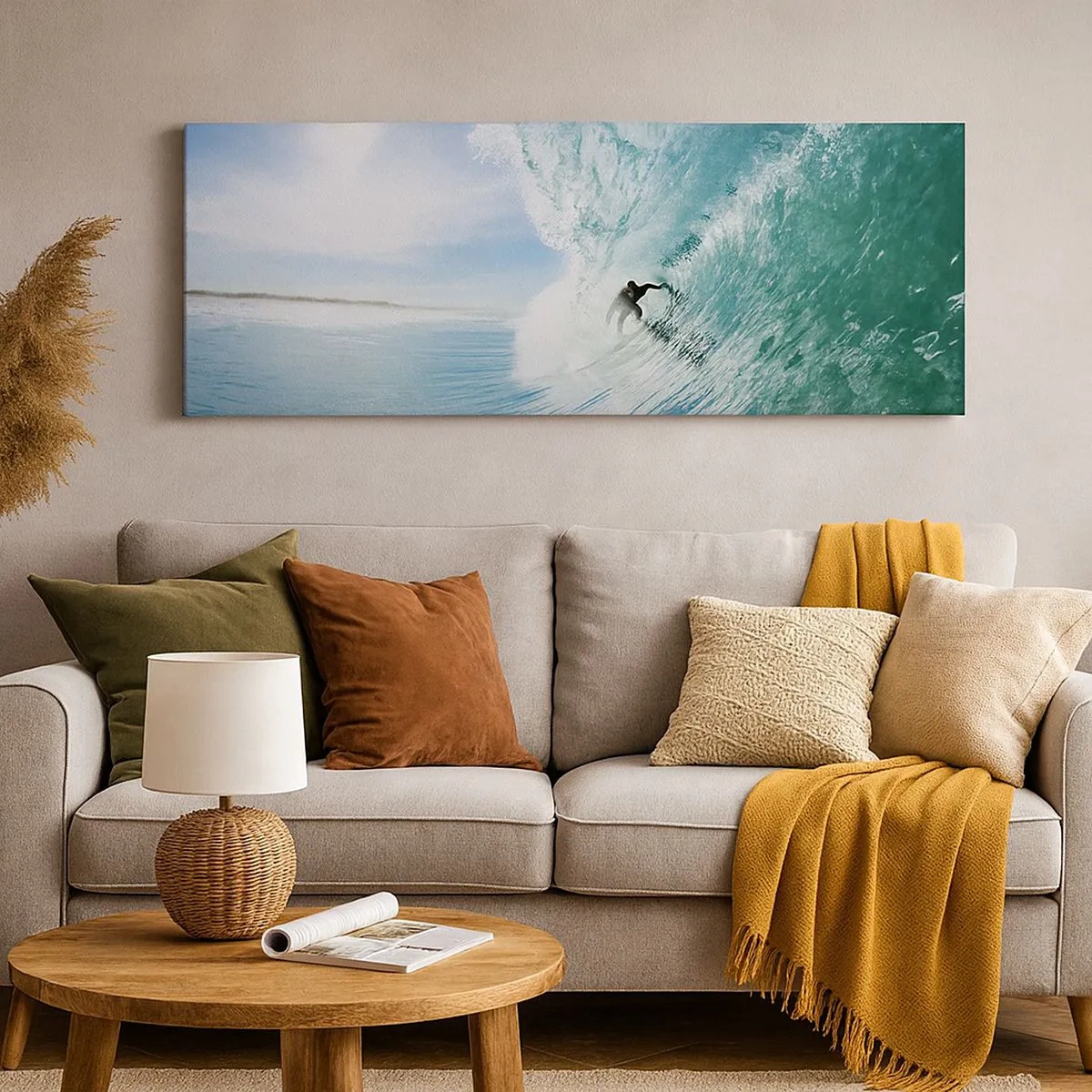 Quadro em tela - Na crista da onda - 100x40 cm