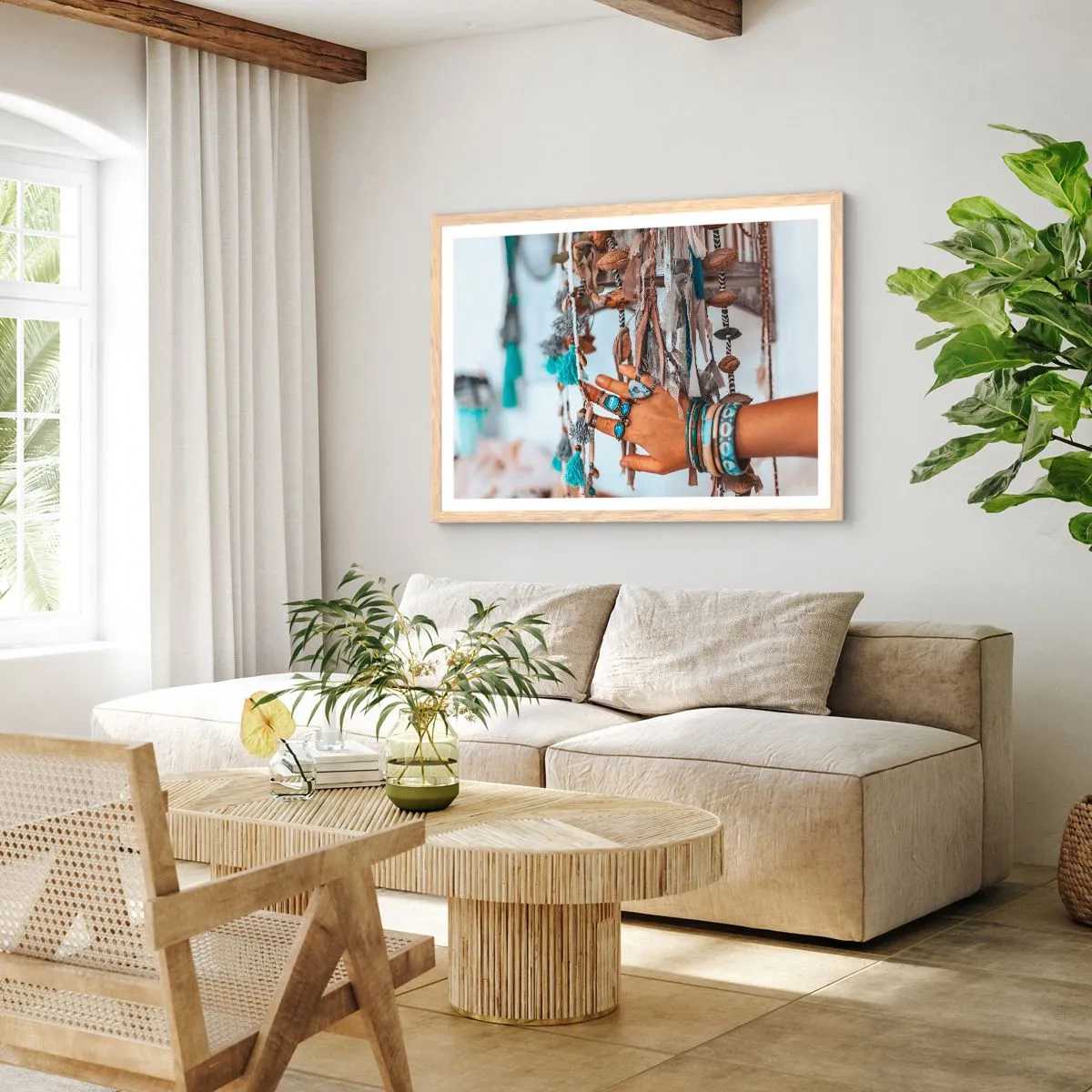 Pôster com moldura de carvalho claro - Tesouros locais - 100x70 cm