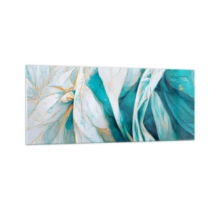 Quadro em vidro - Abstração azul com lema dourado - 100x40 cm