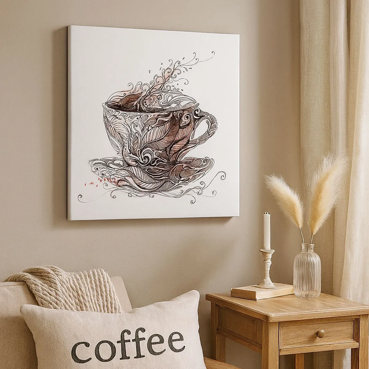 Quadro em tela - Um chá é bom para tudo - 30x30 cm